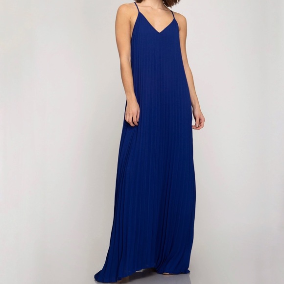 Express Dresses Express Accordion Pleated Maxi Dress Blue Poshmark
